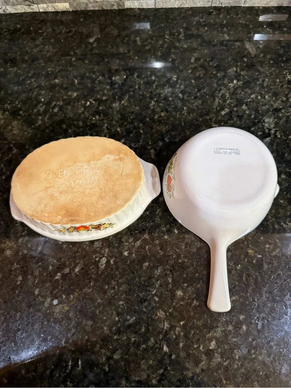 Vintage Corningware Spice of Life Small Casserole and Pot Pair